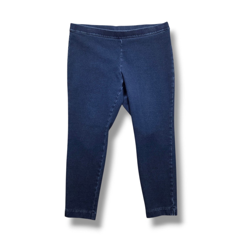 Pure Jill Indigo Ankle Leggings Women XL Petite Pull On Notch Hem Jeans Mid Rise